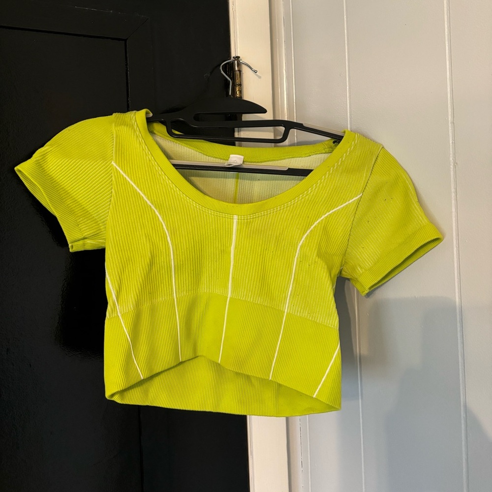Lime Green Ribbed Crop Top